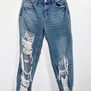 Fashion Nova Blue Ripped Boyfriend Jeans